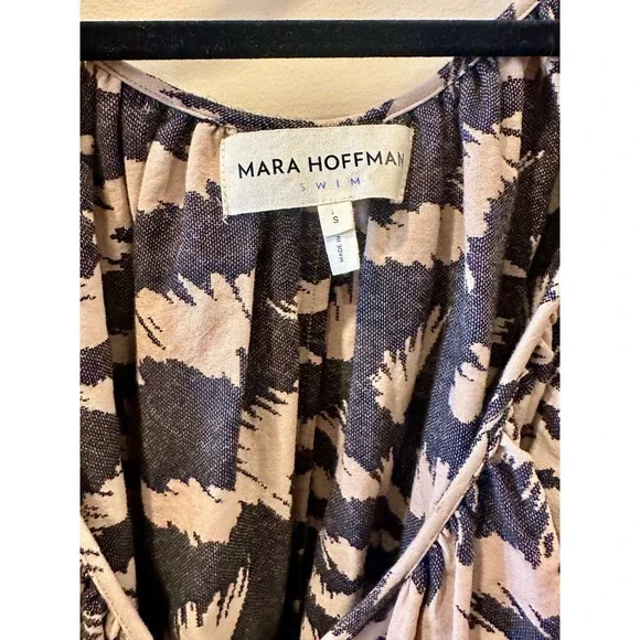 MARA HOFFMAN Swim Coletta Sz S Organic Cotton Wrap Midi Cover Up Jacquard Brown - Picture 3 of 4